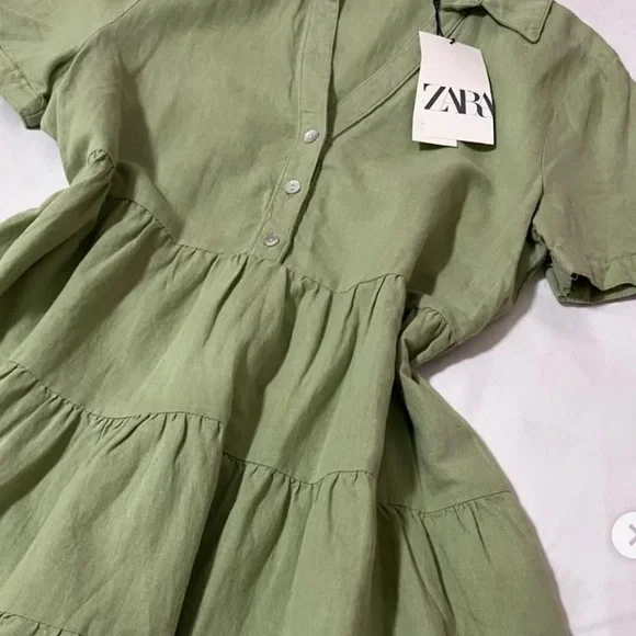 slim fit dress slacks Zara Linen Blend Midi Dress With Belt – Heaven Couture main image 0